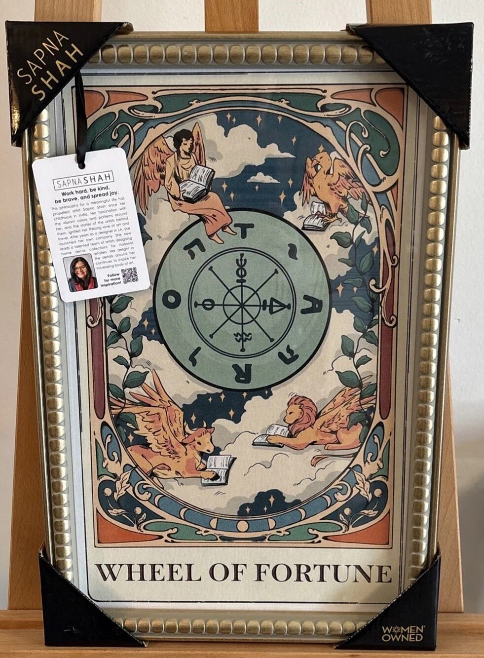 New Sapna Shah Wheel Of Fortune Framed Wall Art Print 18”x12” Tarot Card